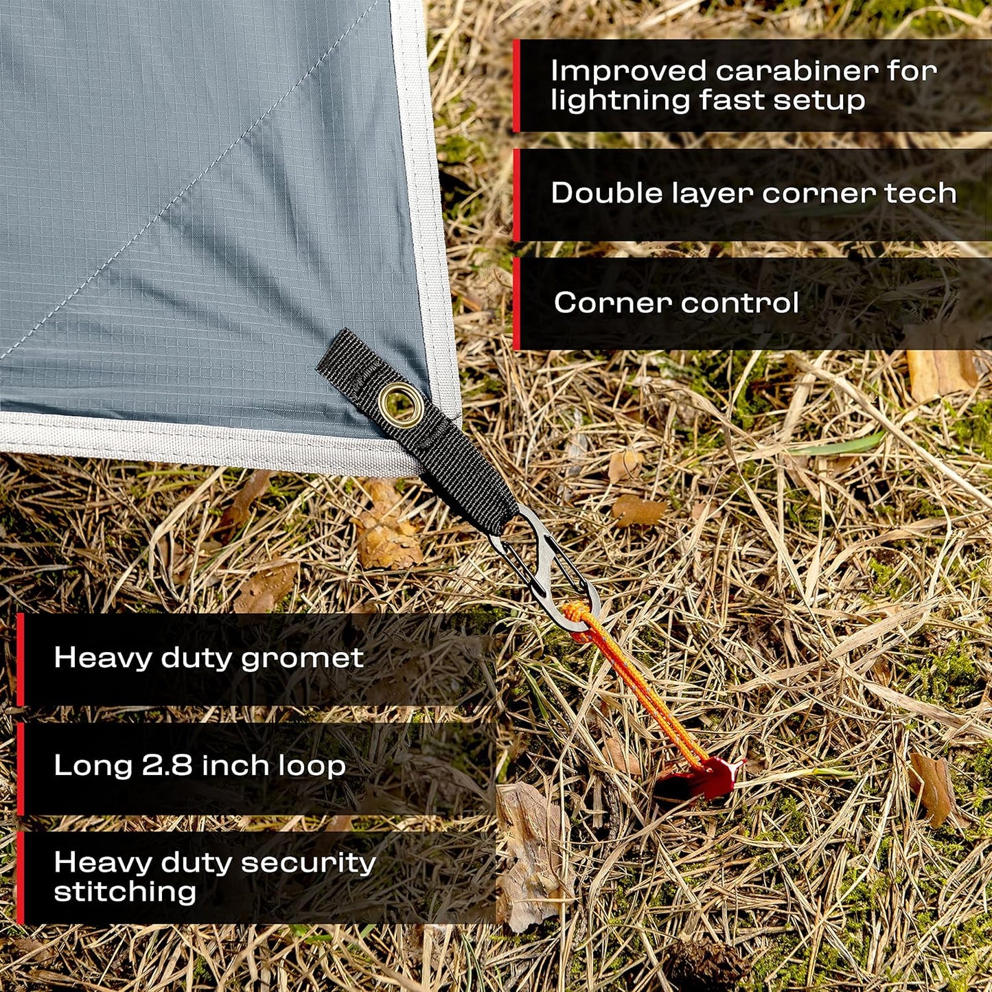 Rain Fly 10X10 Lightweight Survival Camping Tarp; 100% Waterproof; Makes a Great Backpacking Tarp or Hammock Shelter; Comes in Multiple Colors, Survival Bracelet Included; Grey